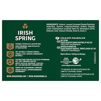 Irish Spring Original Deodorant Soap Bars, 3 Count - Fresh Scent, Long-Lasting Clean