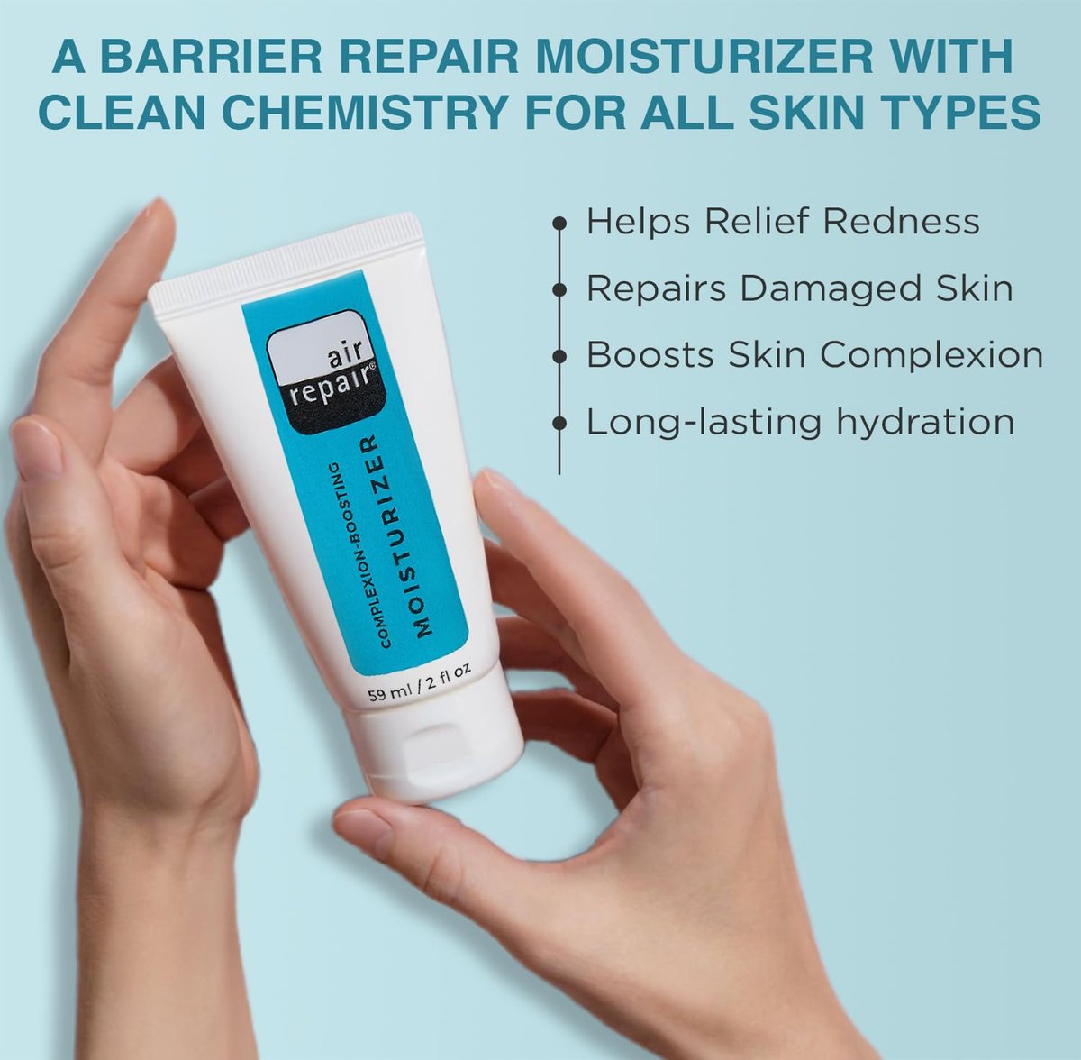 Air Repair Complexion Boosting Moisturizer with Hyaluronic Acid & Ceramide – Hydrating Face Moisturizer for Dry Skin, Reduces Aging & Wrinkles, Vegan & Cruelty Free Avelisse