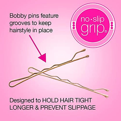 Scunci by Conair No-Slip Grip Bobby Pins for Brown Hair - Blonde & Brunette Color Match - 48 Count