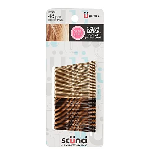 Scunci by Conair No-Slip Grip Bobby Pins for Brown Hair - Blonde & Brunette Color Match - 48 Count - görsel 2