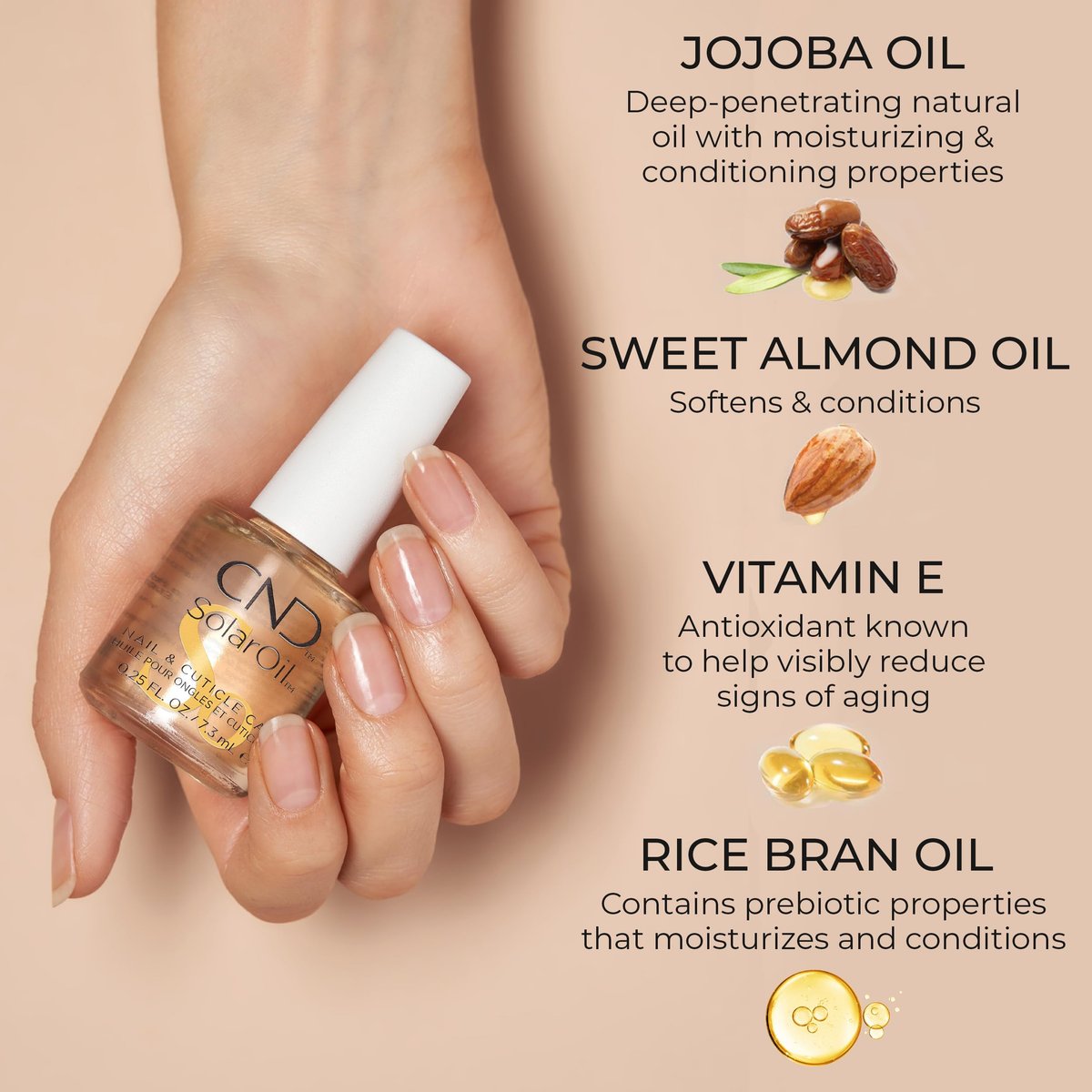 CND SolarOil Cuticle Oil – Nourishing Jojoba, Vitamin E, Rice Bran & Sweet Almond Oil Blend, 0.25 fl oz - görsel 7