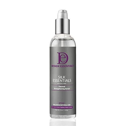Design Essentials Silk Essentials Thermal Strengthening Serum - 4 oz Heat Protectant for Salon-Perfect Weightless Thermal Styles