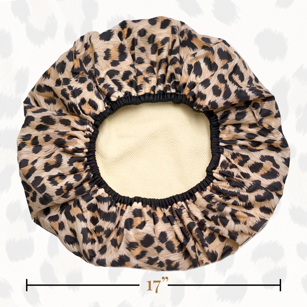 Betty Dain Reversible Oversized Waterproof Shower Cap – Large Nylon Shower Cap with Terry Lining for Long Hair, Socialite Safari Spots - görsel 7
