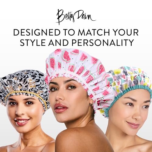 Betty Dain Reversible Oversized Waterproof Shower Cap – Large Nylon Shower Cap with Terry Lining for Long Hair, Socialite Safari Spots - görsel 14