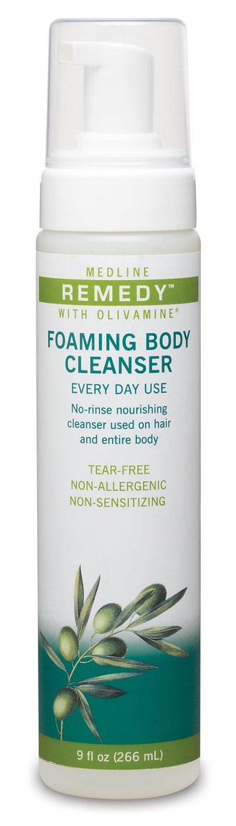 Medline Remedy Olivamine Foaming Body Cleanser, No Rinse, Scented, 9-oz Pump Bottle Avelisse
