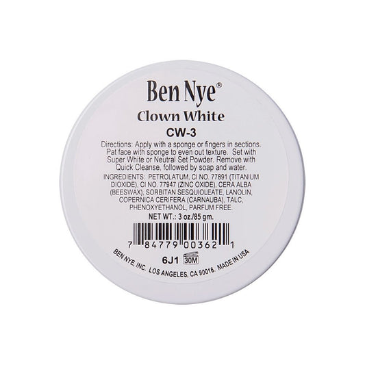 Ben Nye Clown White Makeup – Professional Cream Foundation for Face & Body (3 oz) Avelisse