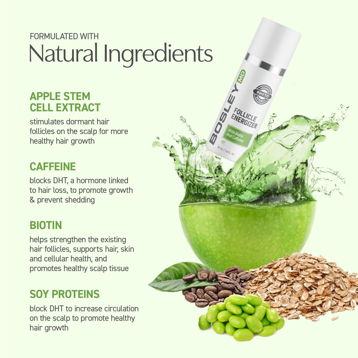 BosleyMD Healthy Hair & Scalp Follicle Energizer – DHT-Blocking Leave-In Serum with Biotin, Caffeine, Panthenol & Apple Stem Cell, 1 Fl Oz Avelisse