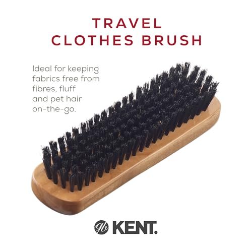 Kent CC2 Finest 100% Handcrafted Clothes Brush - Black Boar Bristle & Nylon Mix with Cherrywood Handle, Travel-Size Lint Remover - görsel 12