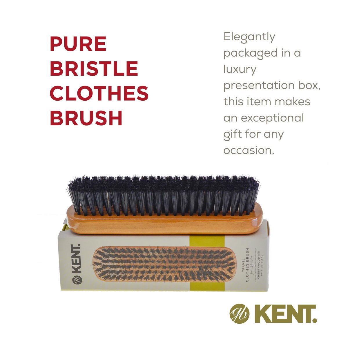 Kent CC2 Finest 100% Handcrafted Clothes Brush - Black Boar Bristle & Nylon Mix with Cherrywood Handle, Travel-Size Lint Remover - görsel 9