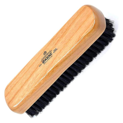 Kent CC2 Finest 100% Handcrafted Clothes Brush - Black Boar Bristle & Nylon Mix with Cherrywood Handle, Travel-Size Lint Remover