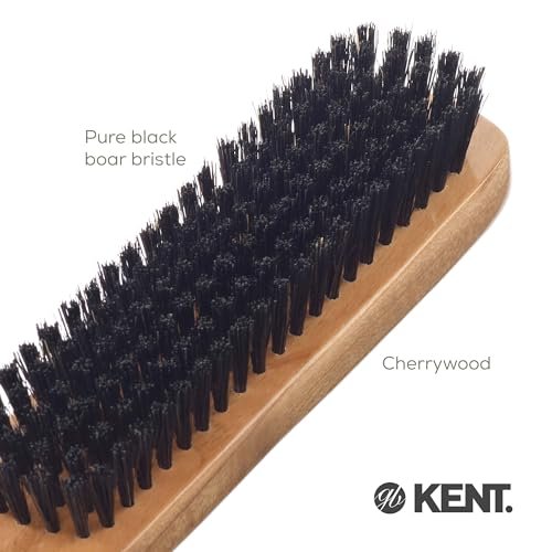 Kent CC2 Finest 100% Handcrafted Clothes Brush - Black Boar Bristle & Nylon Mix with Cherrywood Handle, Travel-Size Lint Remover - görsel 14