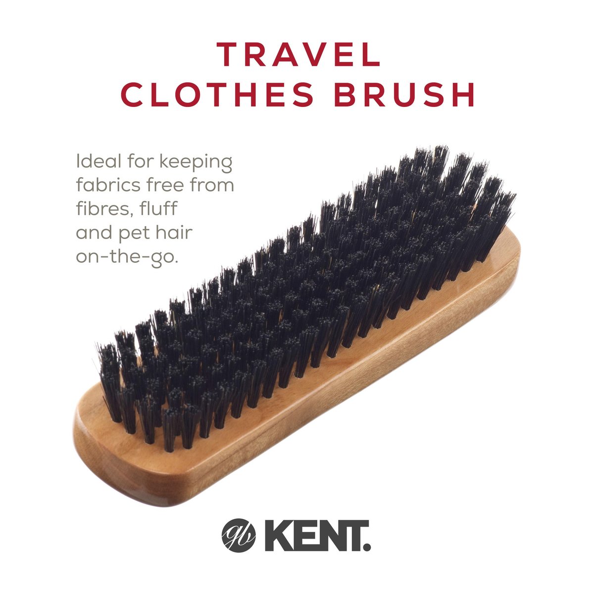 Kent CC2 Finest 100% Handcrafted Clothes Brush - Black Boar Bristle & Nylon Mix with Cherrywood Handle, Travel-Size Lint Remover - görsel 11