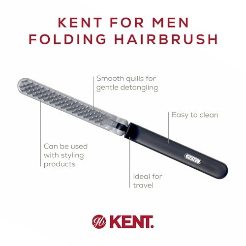 Kent KFM4 Anti-Static Hair Brush for Men - Folding Mini Hairbrush for Frizz-Free Styling and Daily Grooming, Made in England - görsel 8