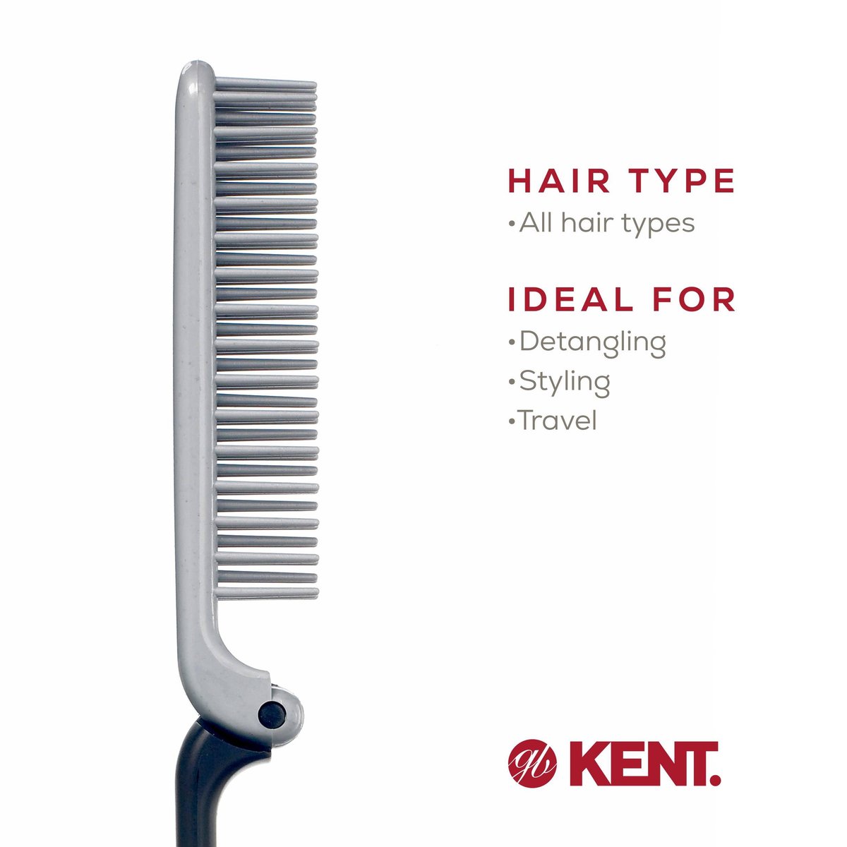 Kent KFM4 Anti-Static Hair Brush for Men - Folding Mini Hairbrush for Frizz-Free Styling and Daily Grooming, Made in England - görsel 11