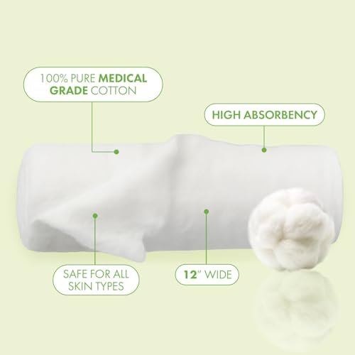 Intrinsics 100% Pure Cotton Roll (1lb) – 12" Wide Premium Esthetician Cotton for Facials, Waxing & Skincare | Hypoallergenic & High Absorbency Avelisse