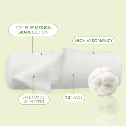 Intrinsics 100% Pure Cotton Roll (1lb) – 12" Wide Premium Esthetician Cotton for Facials, Waxing & Skincare | Hypoallergenic & High Absorbency Avelisse