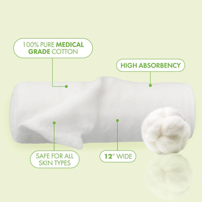 Intrinsics 100% Pure Cotton Roll (1lb) – 12" Wide Premium Esthetician Cotton for Facials, Waxing & Skincare | Hypoallergenic & High Absorbency Avelisse