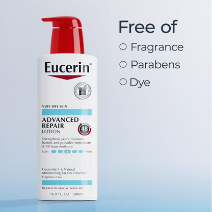 Eucerin Advanced Repair Body Lotion for Very Dry Skin, Unscented, 16.9 Fl Oz