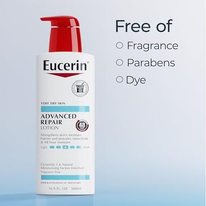 Eucerin Advanced Repair Body Lotion for Very Dry Skin, Unscented, 16.9 Fl Oz