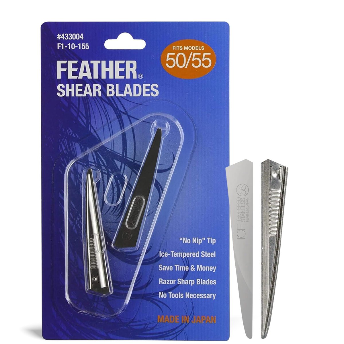 Feather Switch-Blade Haircutting Shears Replacement Blades - Model 50/55 for Professional Stylists & Barbers - Stainless Steel - No-Nip Tip - Made in Japan Avelisse