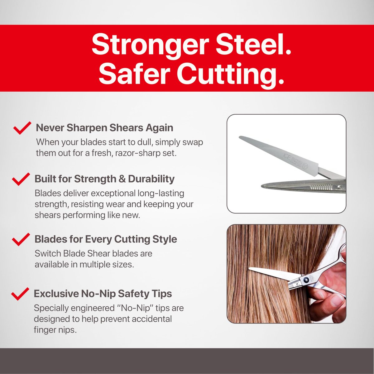 Feather Switch-Blade Haircutting Shears Replacement Blades - Model 50/55 for Professional Stylists & Barbers - Stainless Steel - No-Nip Tip - Made in Japan Avelisse