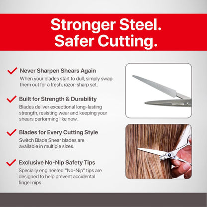 Feather Switch-Blade Haircutting Shears Replacement Blades - Model 50/55 for Professional Stylists & Barbers - Stainless Steel - No-Nip Tip - Made in Japan Avelisse
