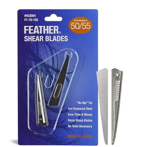 Feather Switch-Blade Haircutting Shears Replacement Blades - Model 50/55 for Professional Stylists & Barbers - Stainless Steel - No-Nip Tip - Made in Japan Avelisse