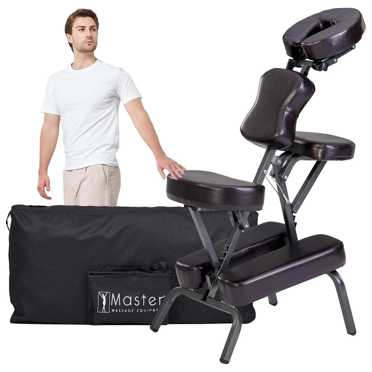 Master Massage Bedford Portable Light Weight Folding Salon Massage Chair with Carrying Case Bag and Height Adjustment (Coffee) - görsel 1