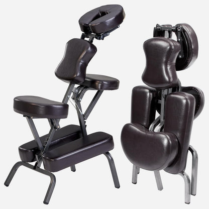 Master Massage Bedford Portable Light Weight Folding Salon Massage Chair with Carrying Case Bag and Height Adjustment (Coffee)
