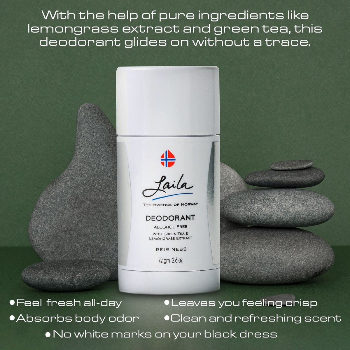 Geir Ness Laila Deodorant – Alcohol & Aluminum Free with Green Tea & Lemongrass, Long Lasting Fresh Clean Scent, 2.6 oz - görsel 11