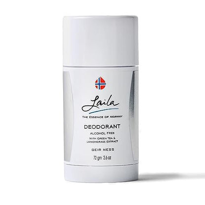 Geir Ness Laila Deodorant – Alcohol & Aluminum Free with Green Tea & Lemongrass, Long Lasting Fresh Clean Scent, 2.6 oz