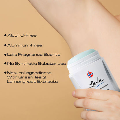 Geir Ness Laila Deodorant – Alcohol & Aluminum Free with Green Tea & Lemongrass, Long Lasting Fresh Clean Scent, 2.6 oz