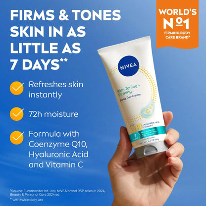 NIVEA Skin Firming & Toning Body Gel Cream with Q10, Hyaluronic Acid & Vitamin C - 72-Hour Moisture, 6.7 oz Avelisse