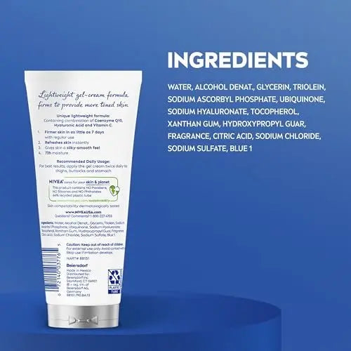 NIVEA Skin Firming & Toning Body Gel Cream with Q10, Hyaluronic Acid & Vitamin C - 72-Hour Moisture, 6.7 oz Avelisse