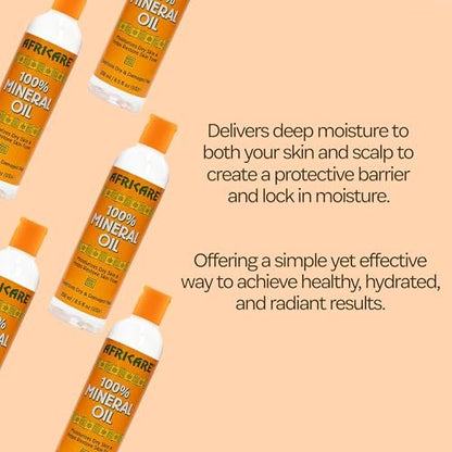 COCOCARE Africare 100% Mineral Oil - Fragrance Free Pure Oil for Skin and Scalp Care - 8.5 Fl Oz