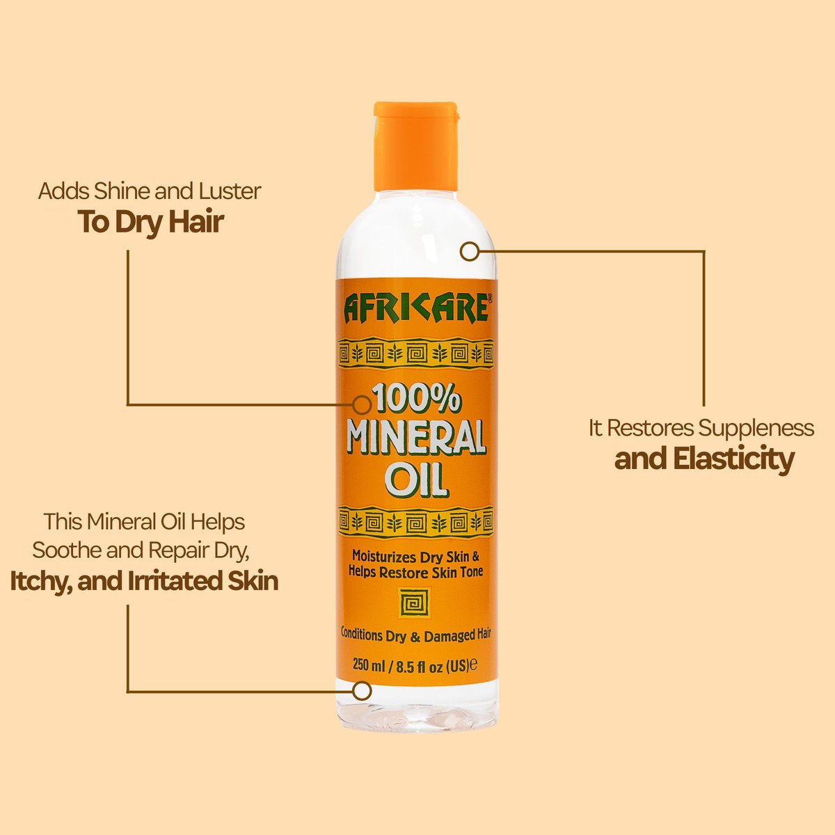 COCOCARE Africare 100% Mineral Oil - Fragrance Free Pure Oil for Skin and Scalp Care - 8.5 Fl Oz - görsel 7
