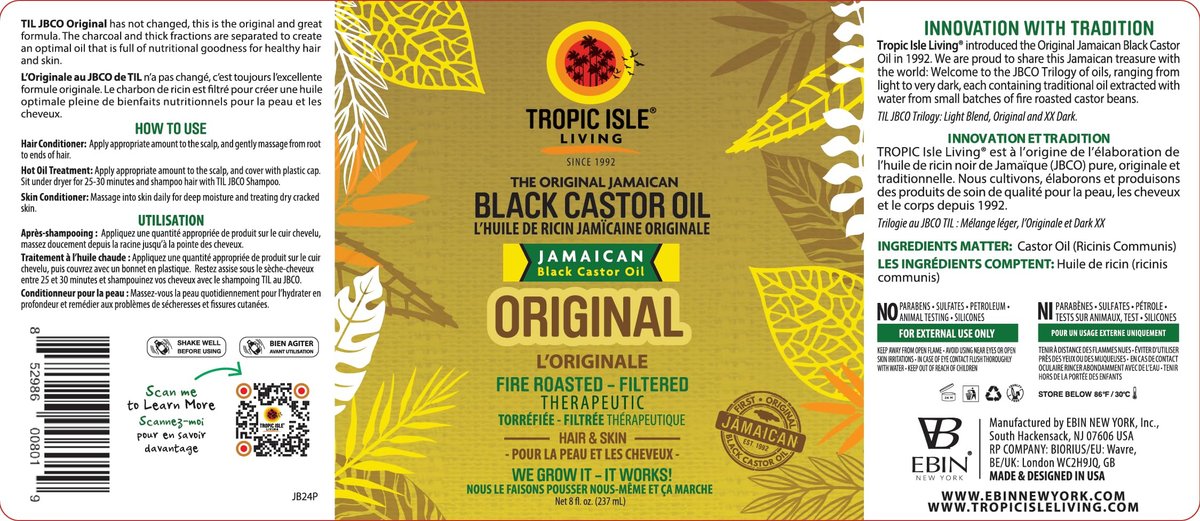 Tropic Isle Living Jamaican Black Castor Oil 8oz – Natural Hair Growth Oil, Skin & Nail Moisturizer - görsel 15