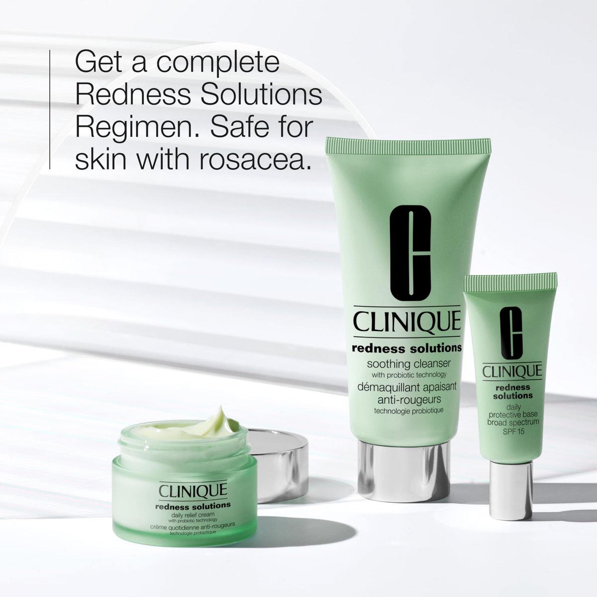 Clinique Redness Solutions Redness Regimen Skincare Set – Soothing Cleanser, Daily Relief Cream, and Protective Base SPF 15 Avelisse