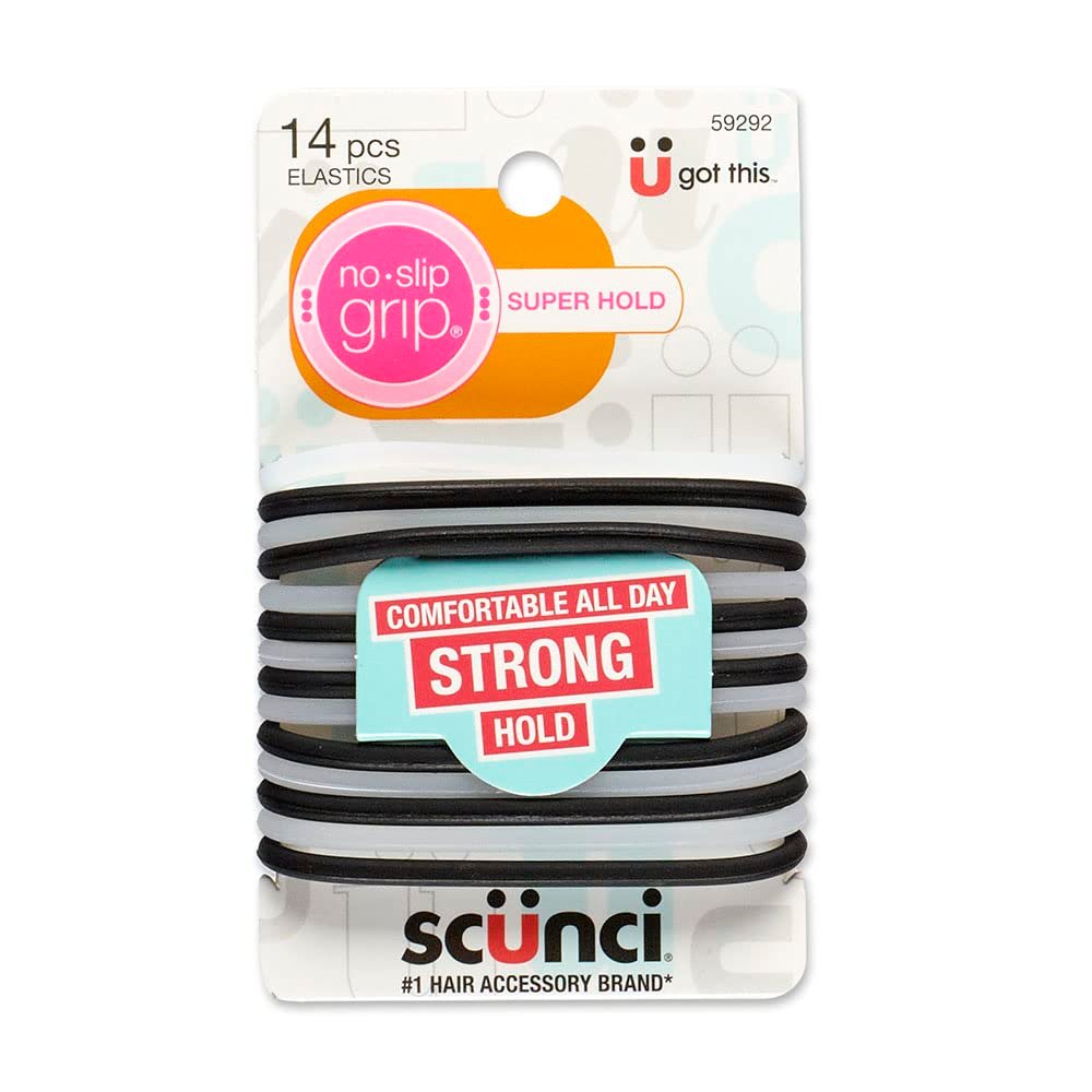 Scunci by Conair No-Slip Grip Super Hold Elastic Hair Ties – Assorted Colors, 14 Pack - görsel 1