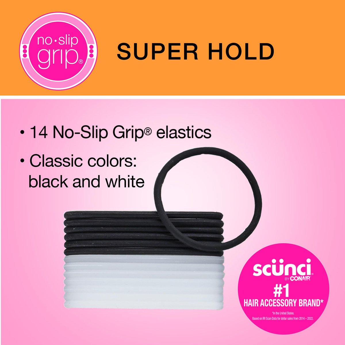 Scunci by Conair No-Slip Grip Super Hold Elastic Hair Ties – Assorted Colors, 14 Pack - görsel 3