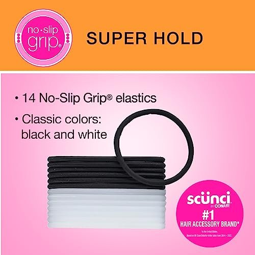 Scunci by Conair No-Slip Grip Super Hold Elastic Hair Ties – Assorted Colors, 14 Pack - görsel 4
