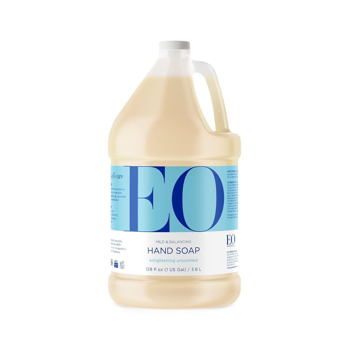 Everyone EO Liquid Hand Soap Refill - Unscented, 128 oz (1 Gallon) - Organic Plant-Based Gentle Cleanser with Botanical Extracts & Vitamin E Avelisse