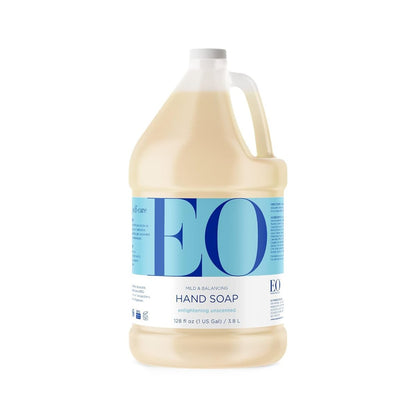 Everyone EO Liquid Hand Soap Refill - Unscented, 128 oz (1 Gallon) - Organic Plant-Based Gentle Cleanser with Botanical Extracts & Vitamin E Avelisse