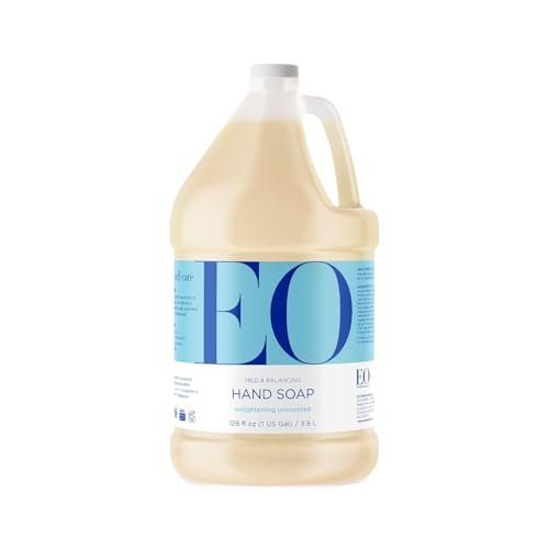 Everyone EO Liquid Hand Soap Refill - Unscented, 128 oz (1 Gallon) - Organic Plant-Based Gentle Cleanser with Botanical Extracts & Vitamin E Avelisse