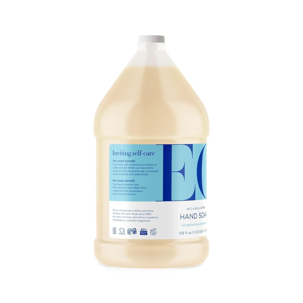 Everyone EO Liquid Hand Soap Refill - Unscented, 128 oz (1 Gallon) - Organic Plant-Based Gentle Cleanser with Botanical Extracts & Vitamin E Avelisse