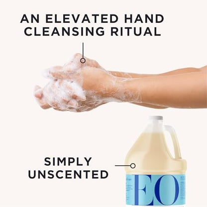 Everyone EO Liquid Hand Soap Refill - Unscented, 128 oz (1 Gallon) - Organic Plant-Based Gentle Cleanser with Botanical Extracts & Vitamin E Avelisse