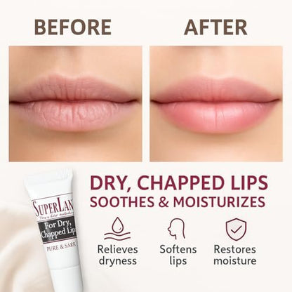 Superlan Organic Lanolin Lip Balm – Natural Lip Repair for Dry & Hot Weather, Moisturizing Chapstick with Jojoba Oil, 0.35 oz