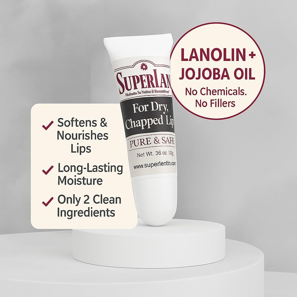 Superlan Organic Lanolin Lip Balm – Natural Lip Repair for Dry & Hot Weather, Moisturizing Chapstick with Jojoba Oil, 0.35 oz - görsel 11