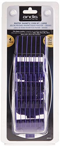 Andis Master Dual Magnet Large Comb Set (4-Piece) - Purple High-Grade Metal Combs for Snag-Free Grooming Avelisse