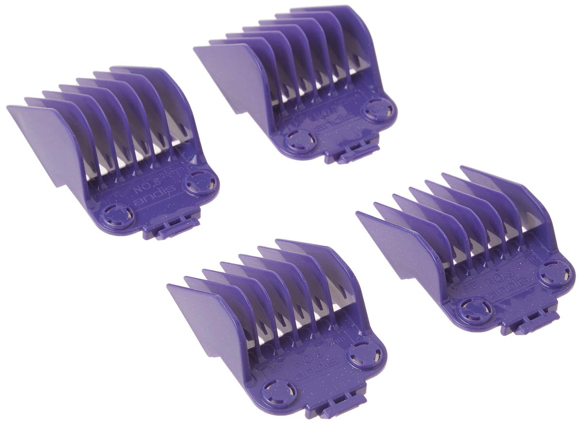 Andis Master Dual Magnet Large Comb Set (4-Piece) - Purple High-Grade Metal Combs for Snag-Free Grooming Avelisse